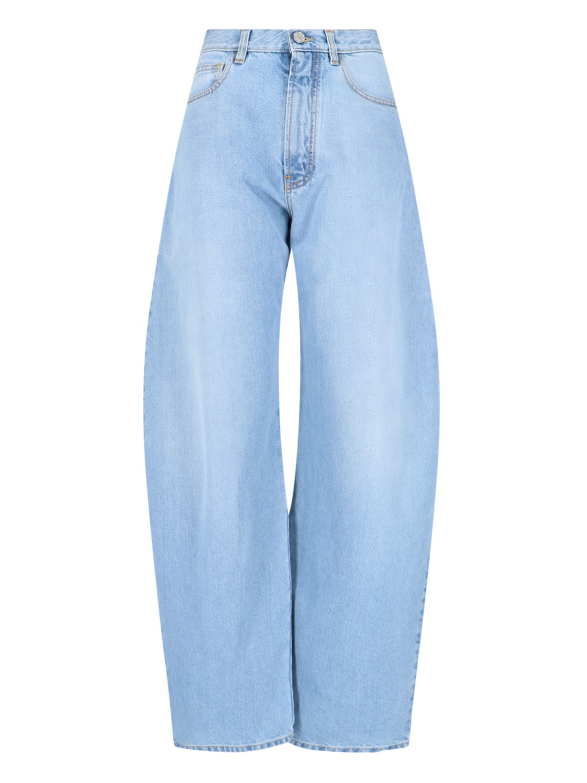 Shop Alaïa "round" Jeans In Light Blue