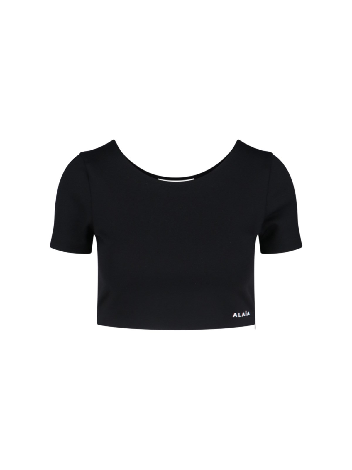 Shop Alaïa Logo Crop T-shirt In Black  