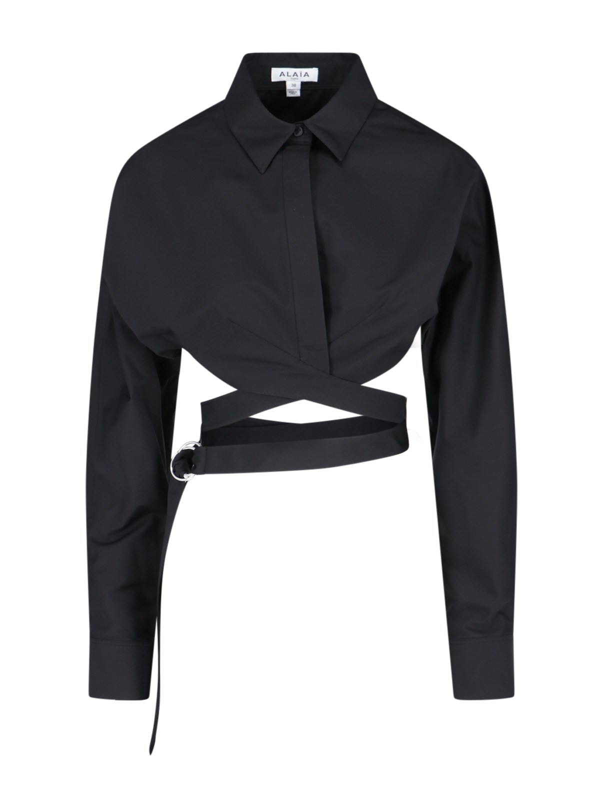 Shop Alaïa Crossed Crop Shirt In Black  