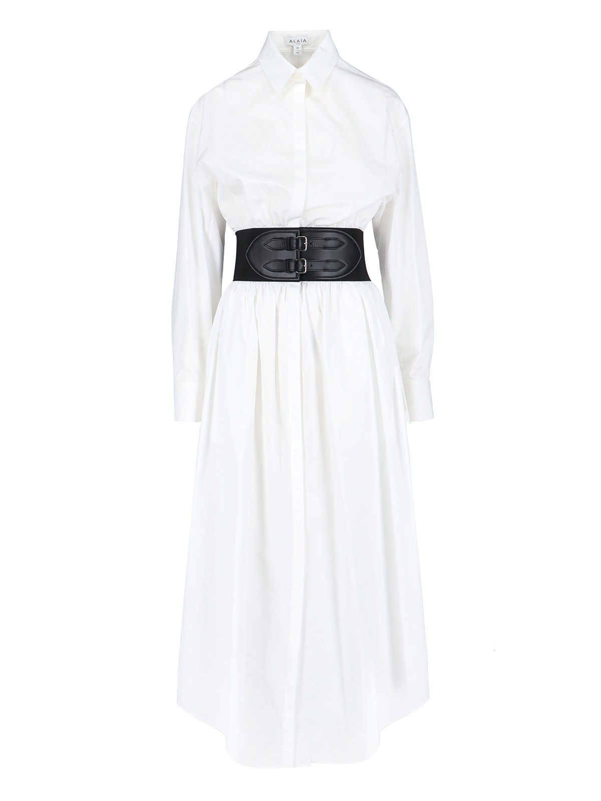 Shop Alaïa Maxi Shirt Dress In White