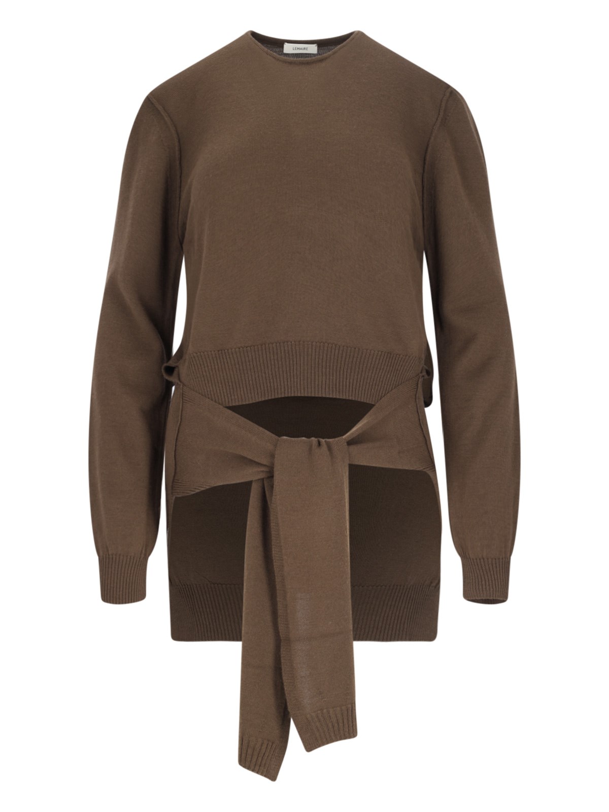 Lemaire Trompe-l'ail Panel Sweater In Brown