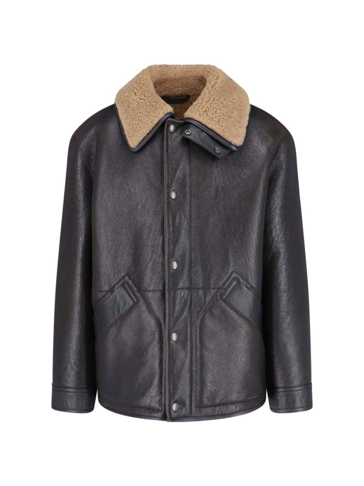 Shop Lemaire Leather Jacket In Brown