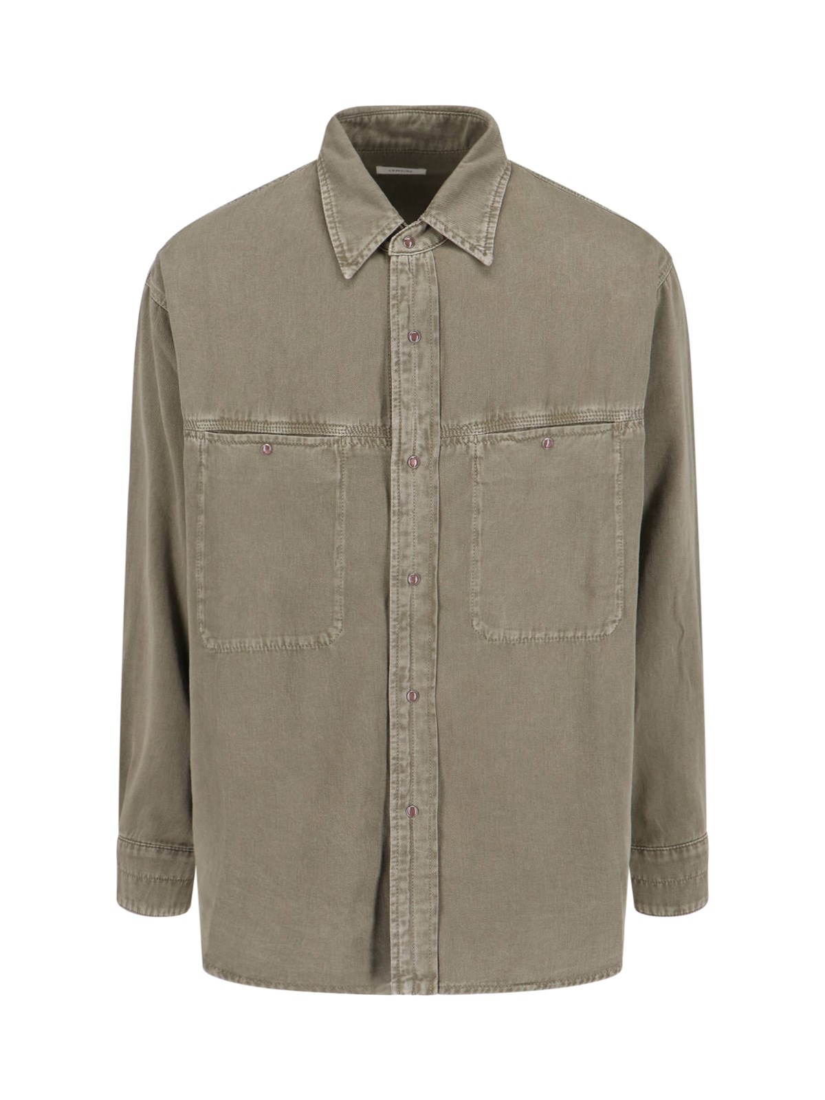 Shop Lemaire Denim Shirt In Green