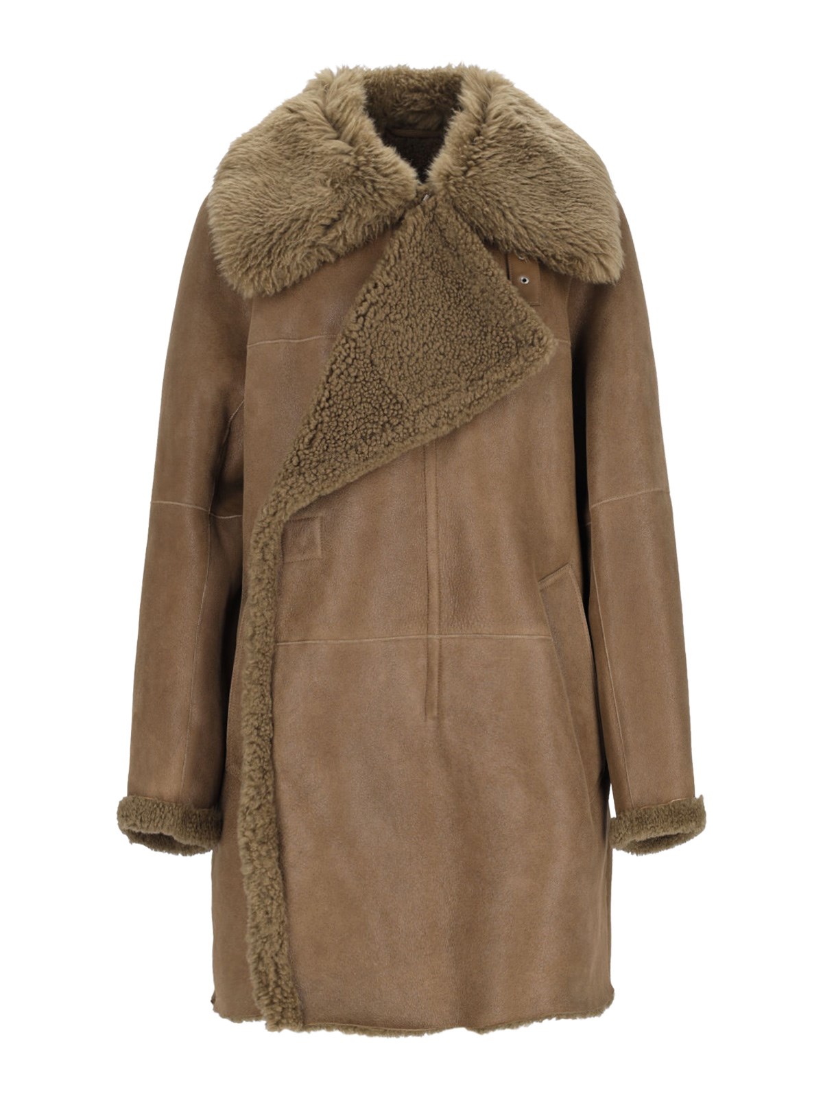 Shop Lemaire Shearling Coat In Brown