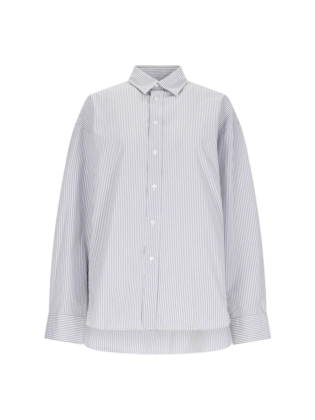 Shop Finamore 1925 'oriana' Striped Shirt In Gray