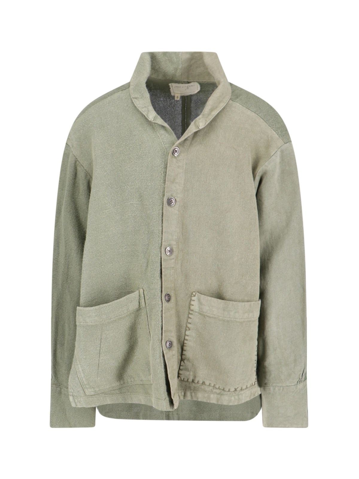 Shop Greg Lauren 'shaul Collar Boxy' Jacket In Green