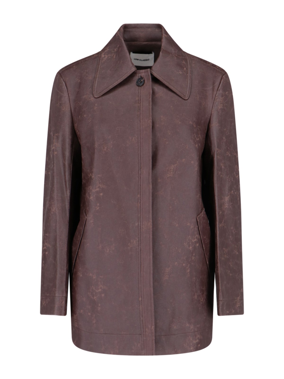 Shop Low Classic Faux Leather Coat In Brown