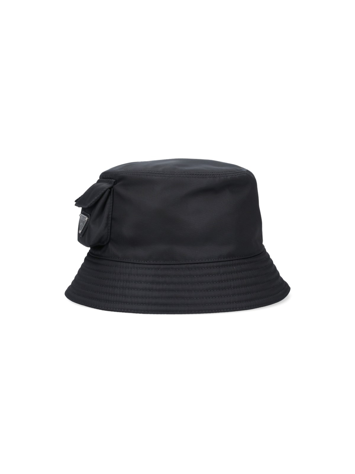 Prada Bucket Hat With Mini Pockets In Black  