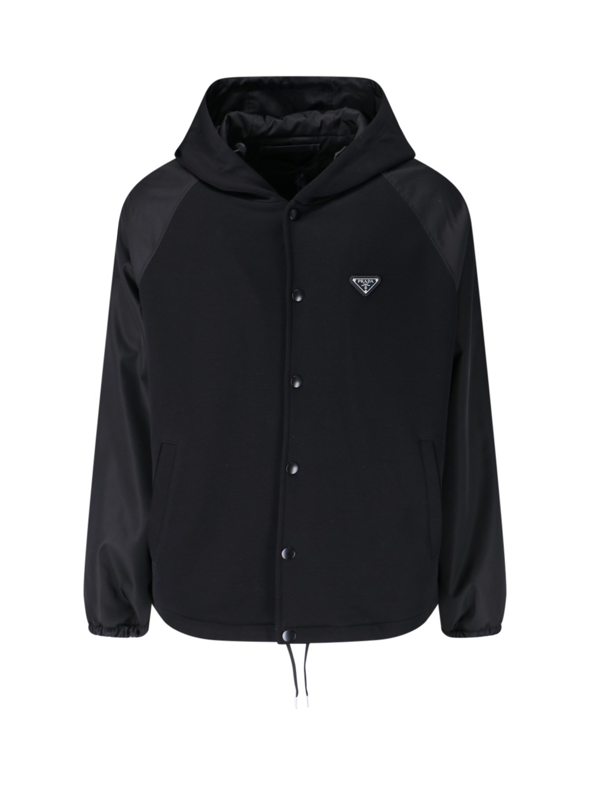 Shop Prada Logo Hooded Jacket In Black  