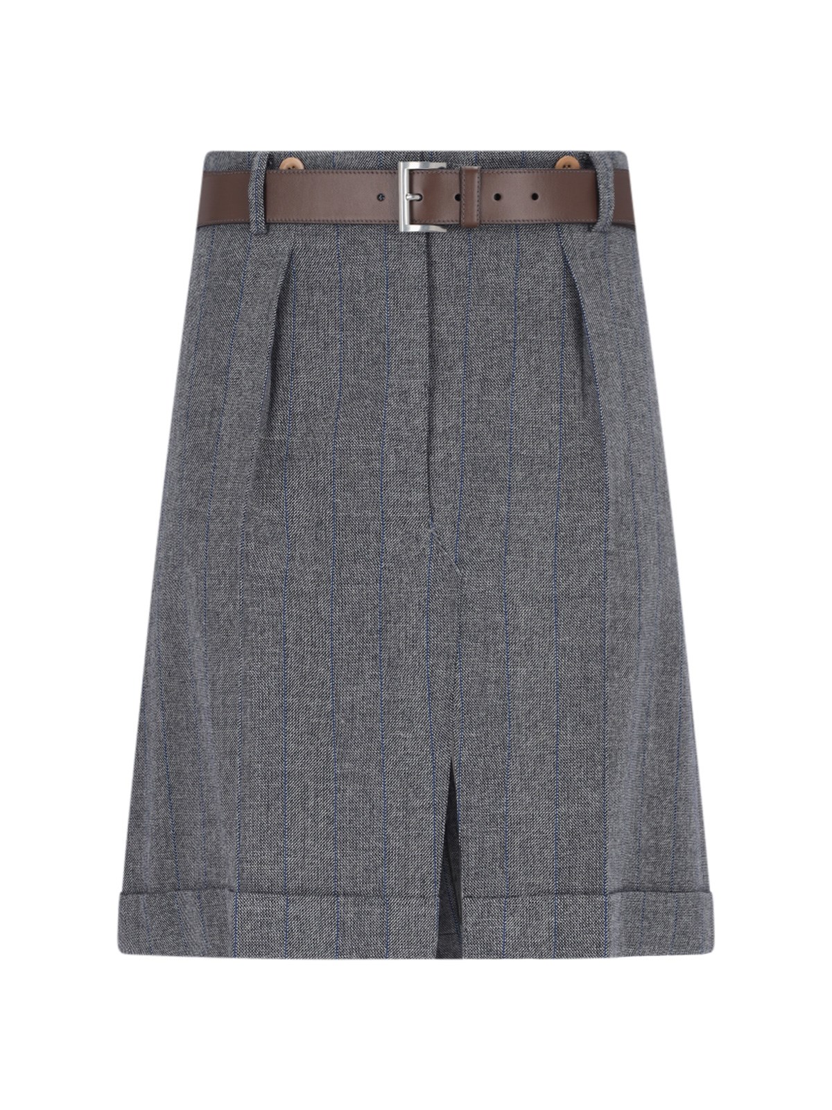 Shop Prada Mini Skirt With Belt In Gray