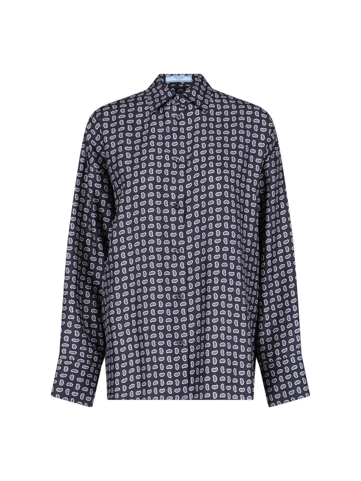 Prada Paisley Print Silk Shirt In Blue