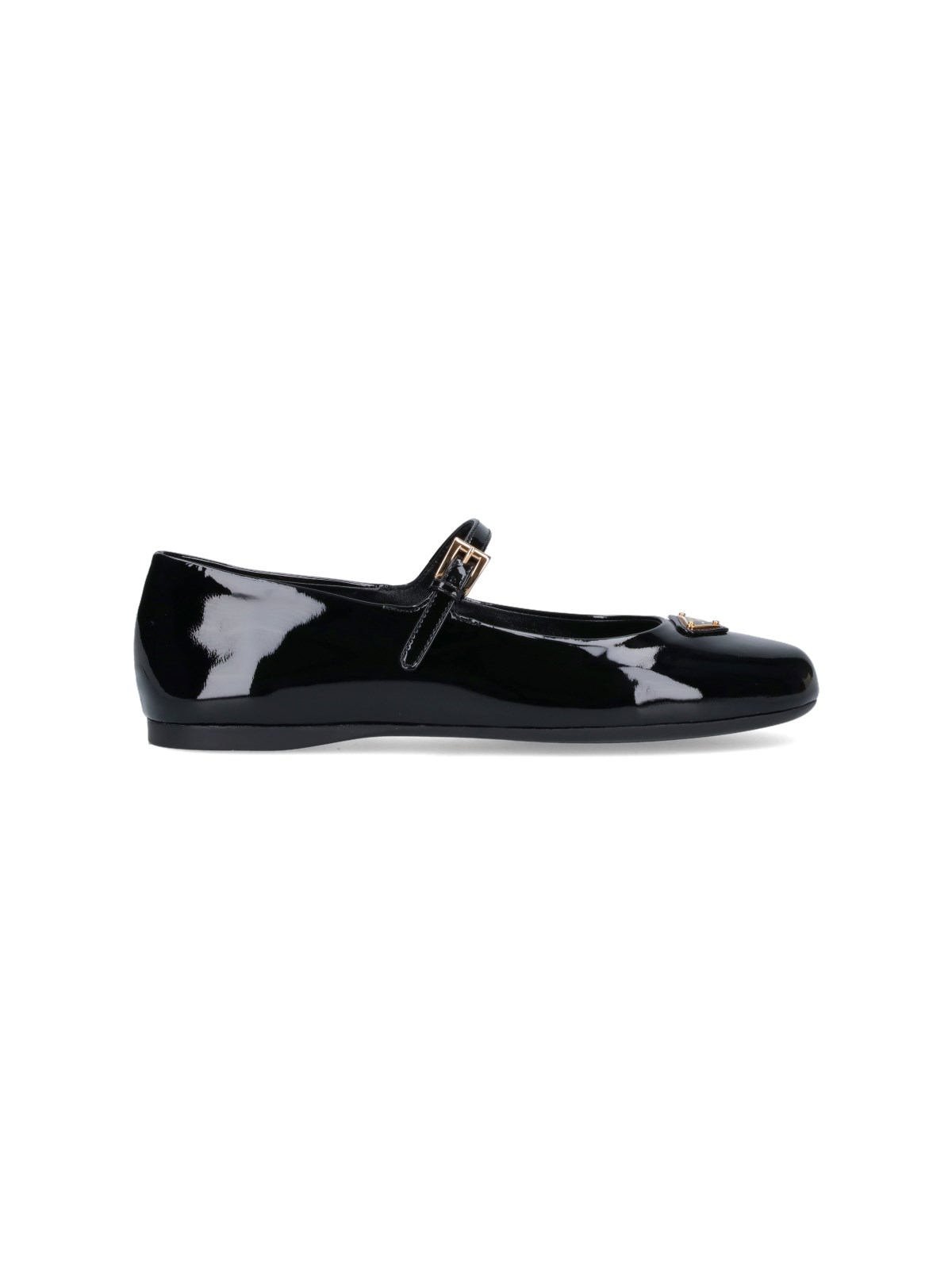 Shop Prada Strap Ballet Flats In Black  