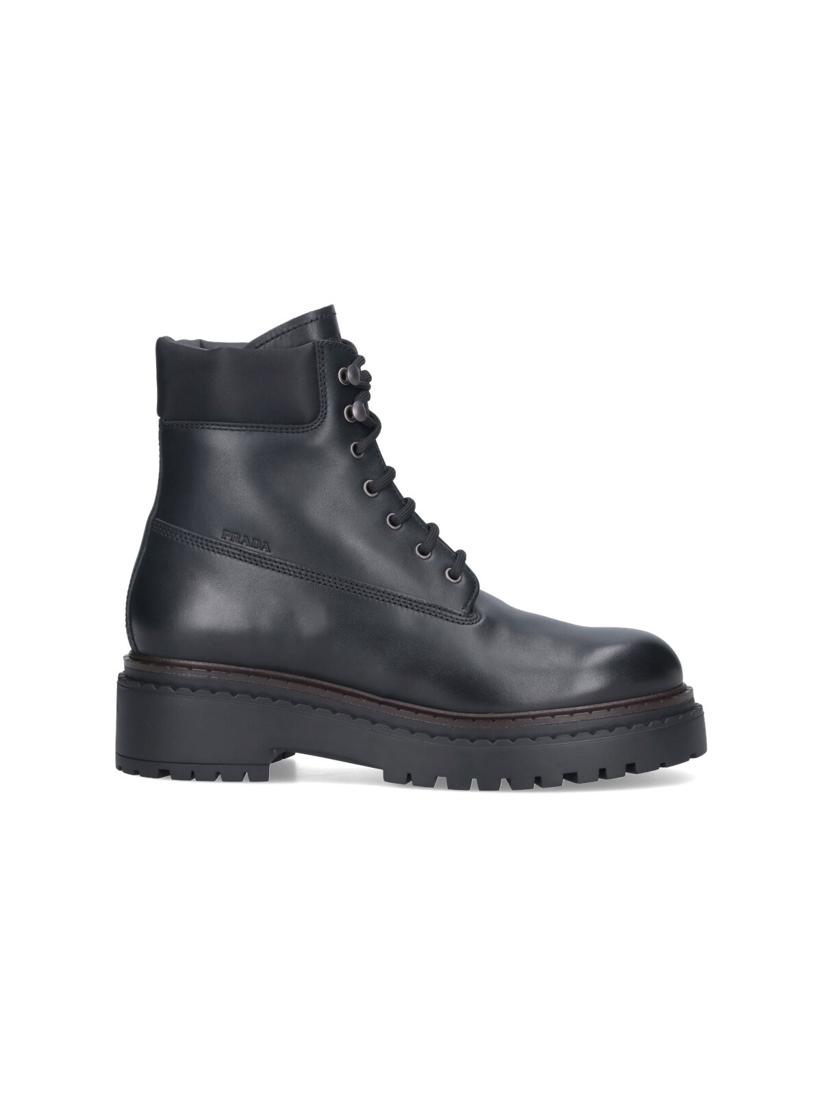 Prada Leather Ankle Boots In Black