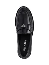 【お洒落度UP】PRADA◆カーフスキン ローファー エンボスロゴ PRADA プラダ ロゴ パテントレザー ヒール Loafers ローファ