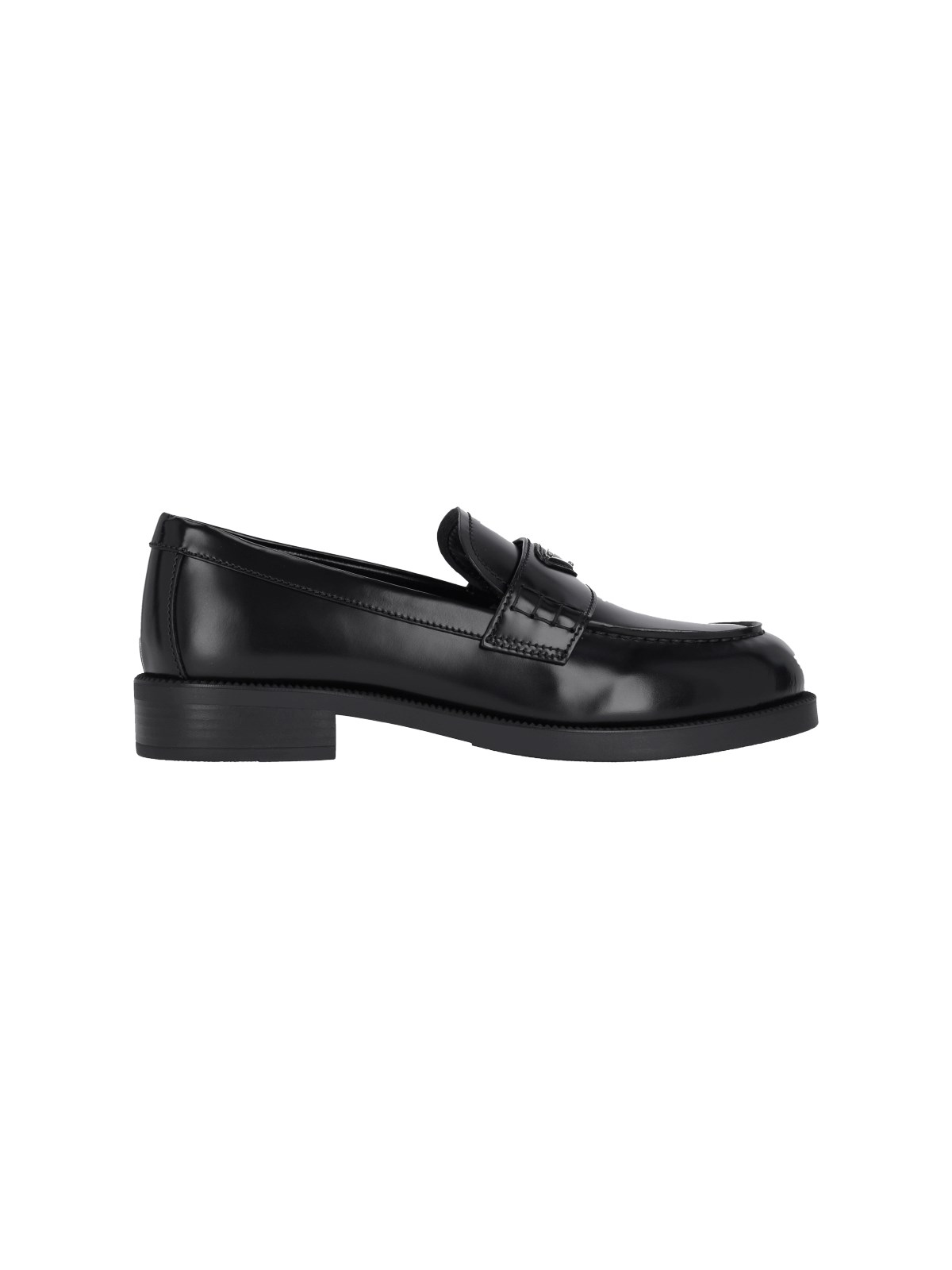 Shop Prada Logo Loafers In Black  