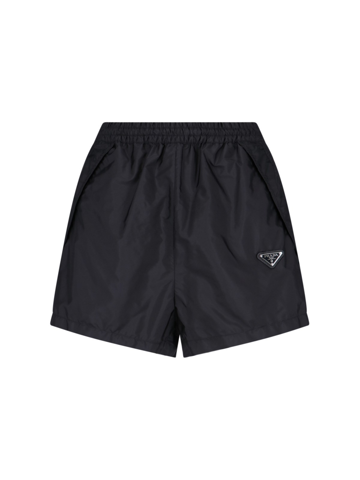 Shop Prada Logo Jogger Shorts In Black  