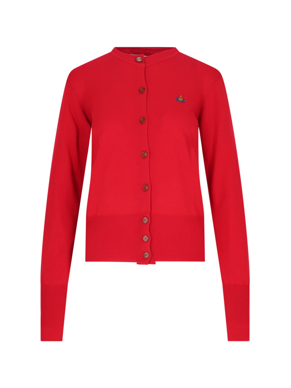 Shop Vivienne Westwood 'bea' Logo Cardigan In Red