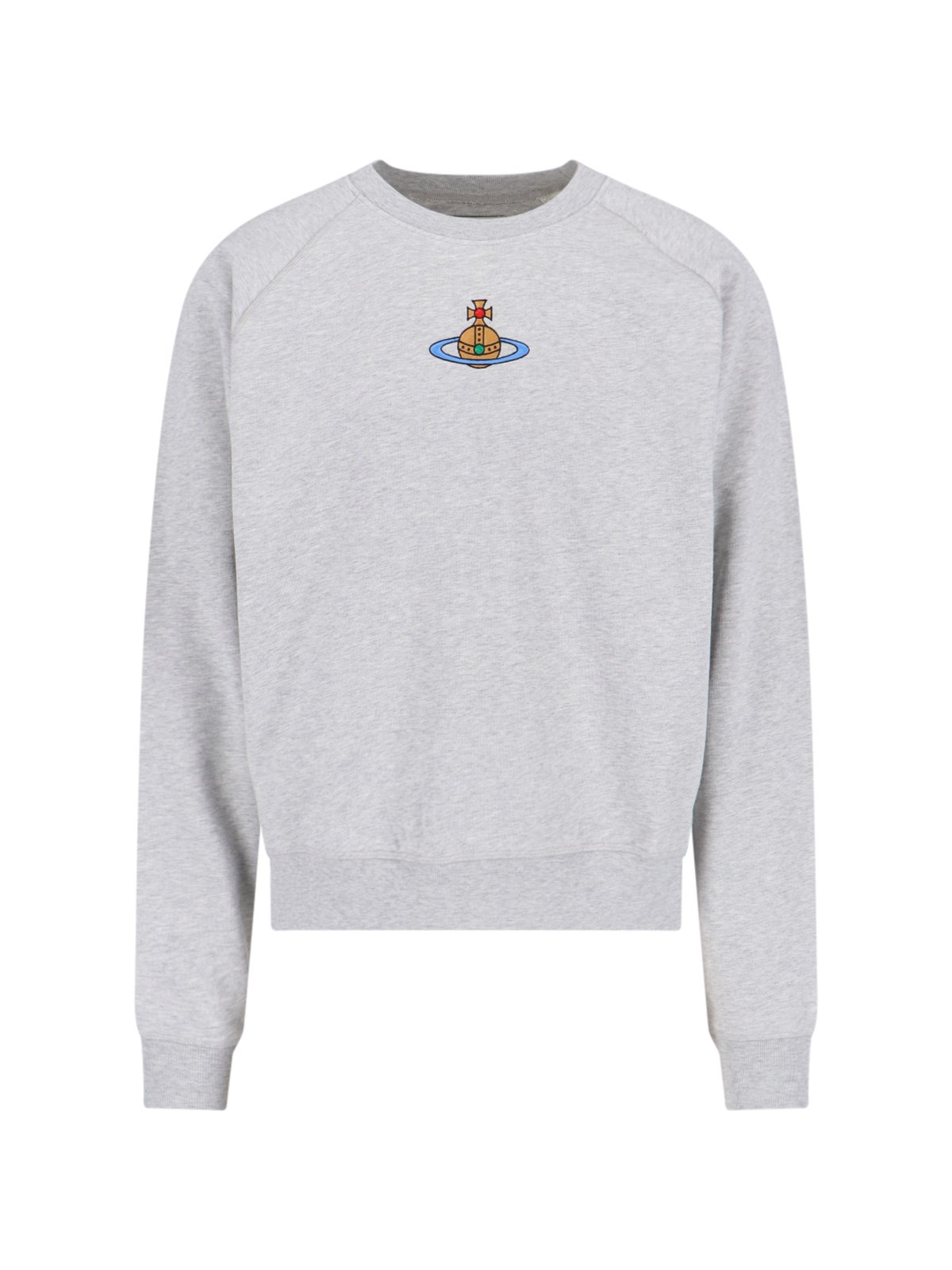 Shop Vivienne Westwood 'raglan' Logo Crew Neck Sweatshirt In Gray