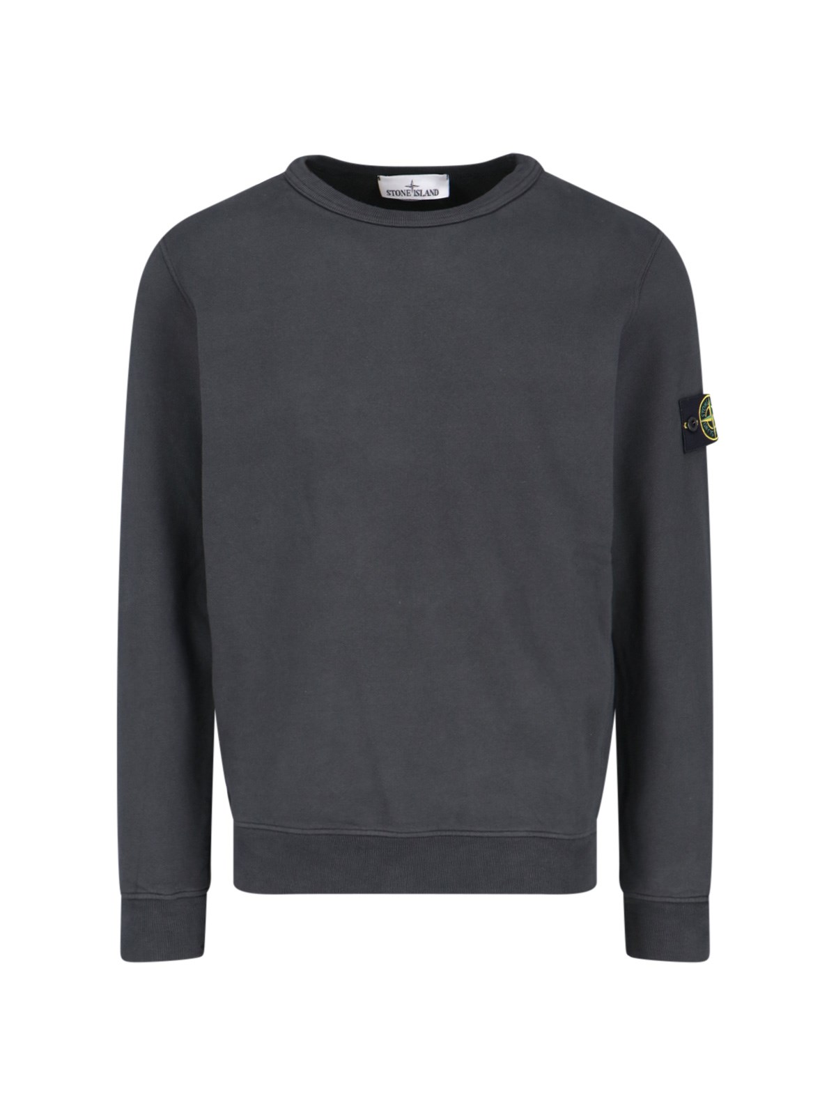 Shop Stone Island Logo Crewneck Sweatshirt In Gray