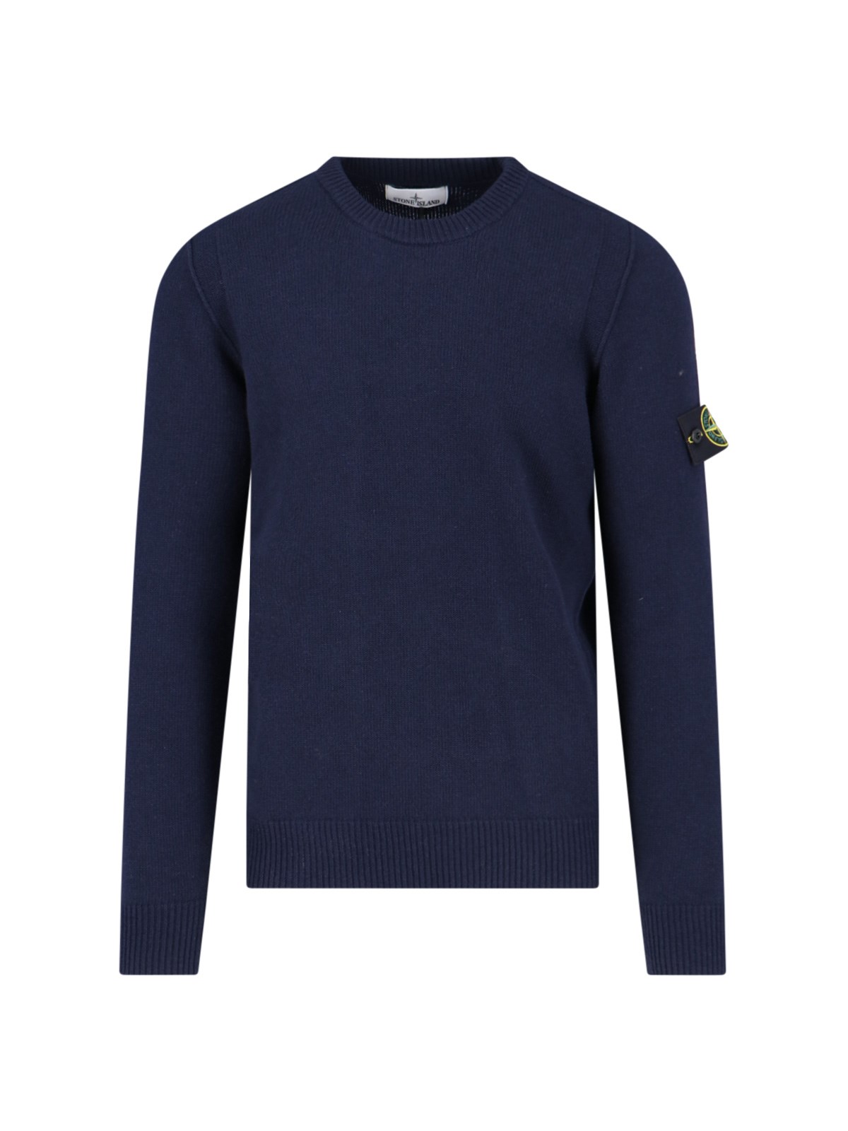 Shop Stone Island Logo Crew Neck Sweater In Blue