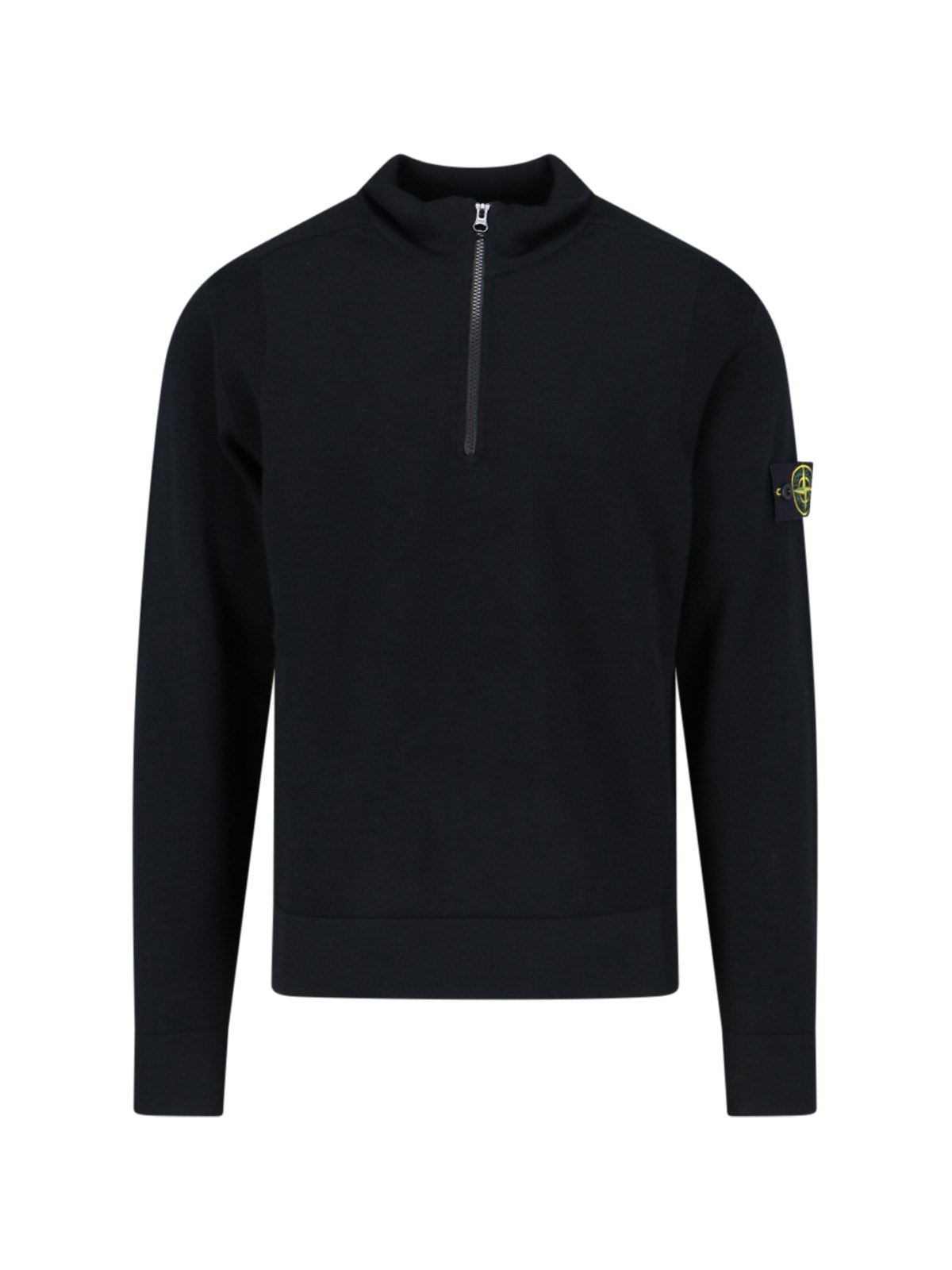 Shop Stone Island Logo Crew Neck Cardigan In Black  