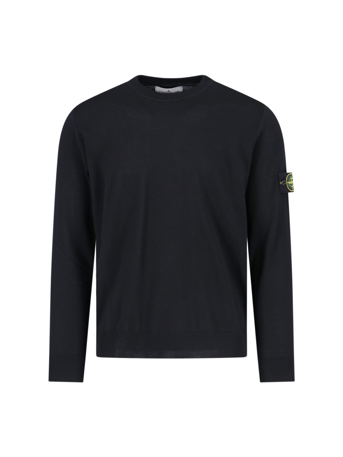 Shop Stone Island Logo Crewneck Sweater In Black  