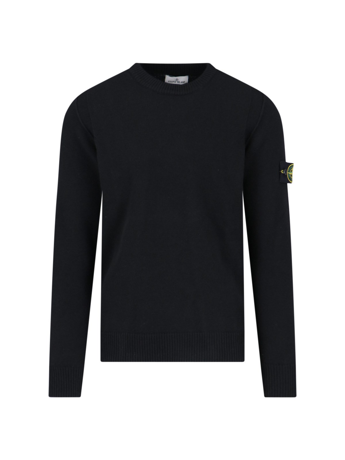 Shop Stone Island Logo Crew Neck Sweater In Black  