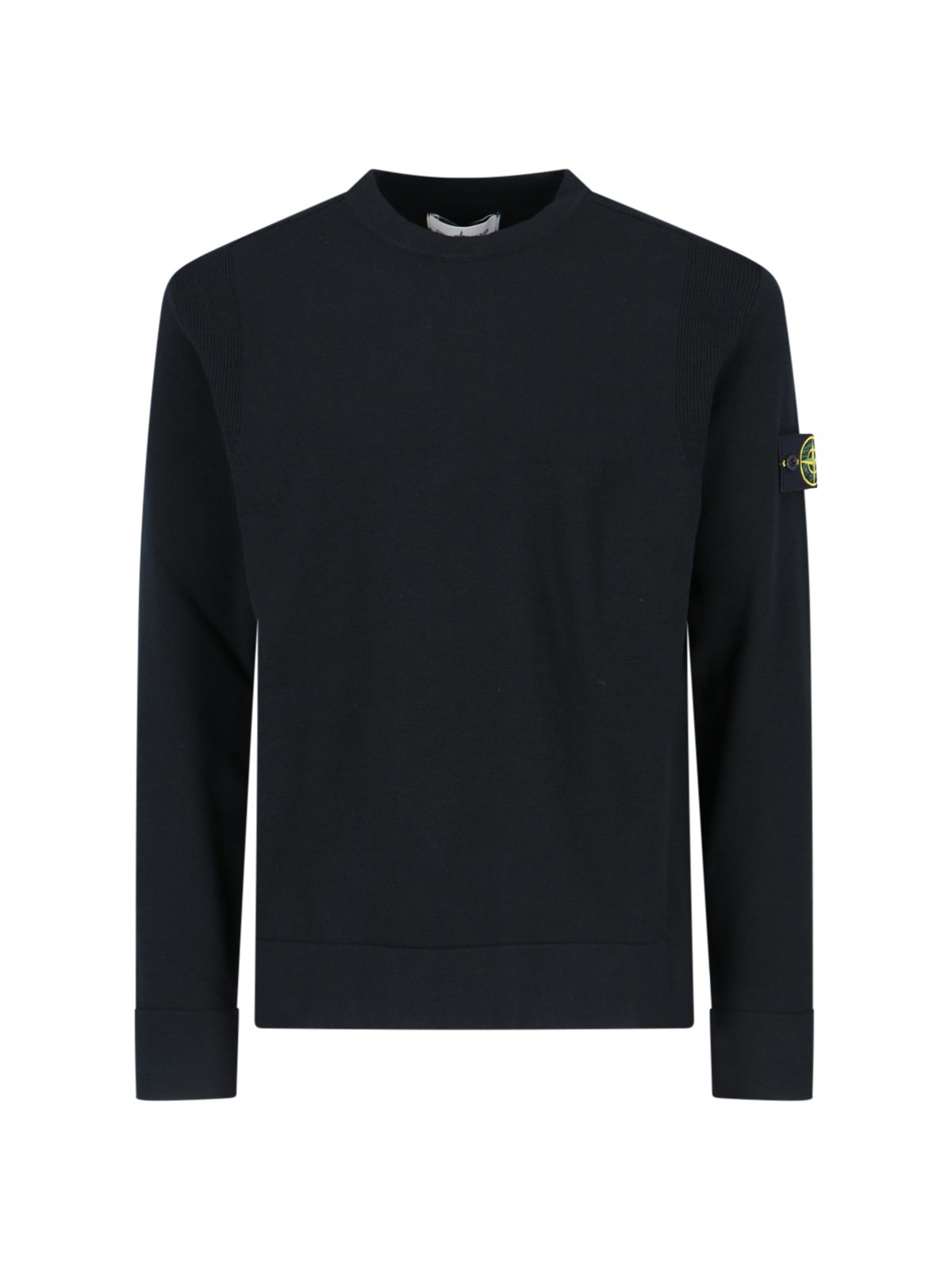 Shop Stone Island Logo Crew Neck Sweater In Black  