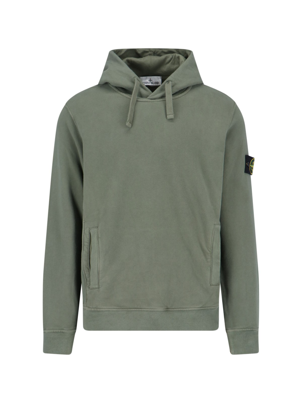 Shop Stone Island Logo Hoodie In Green