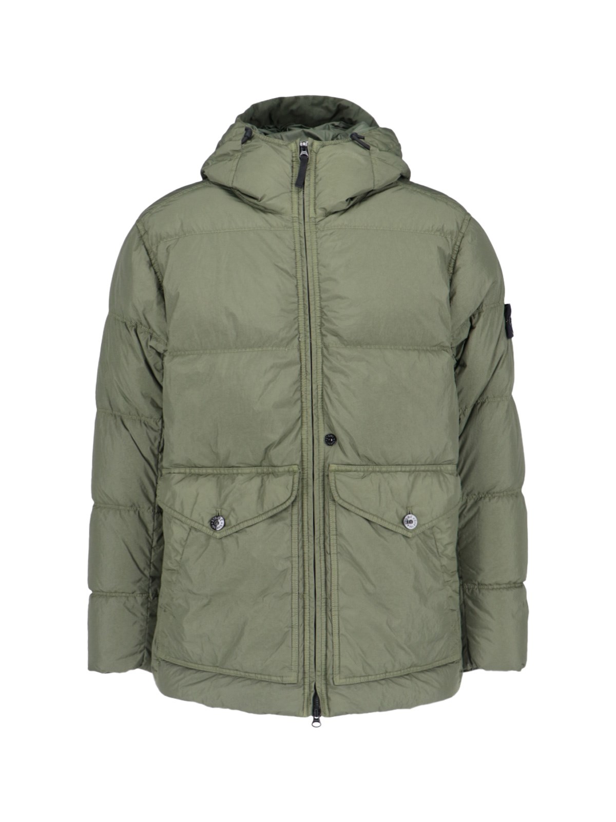 STONE ISLAND LOGO HOODED DOWN JACKET 