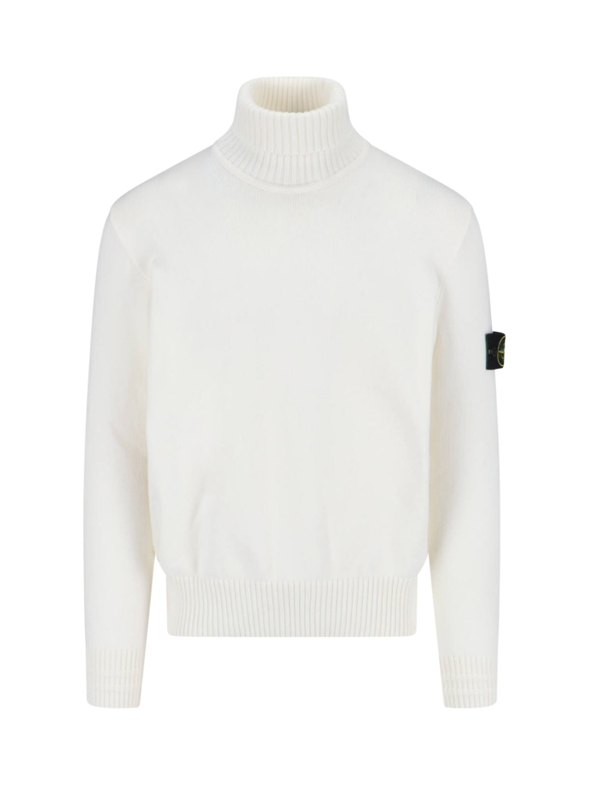 Stone Island Compass-motif Roll-neck Jumper In White