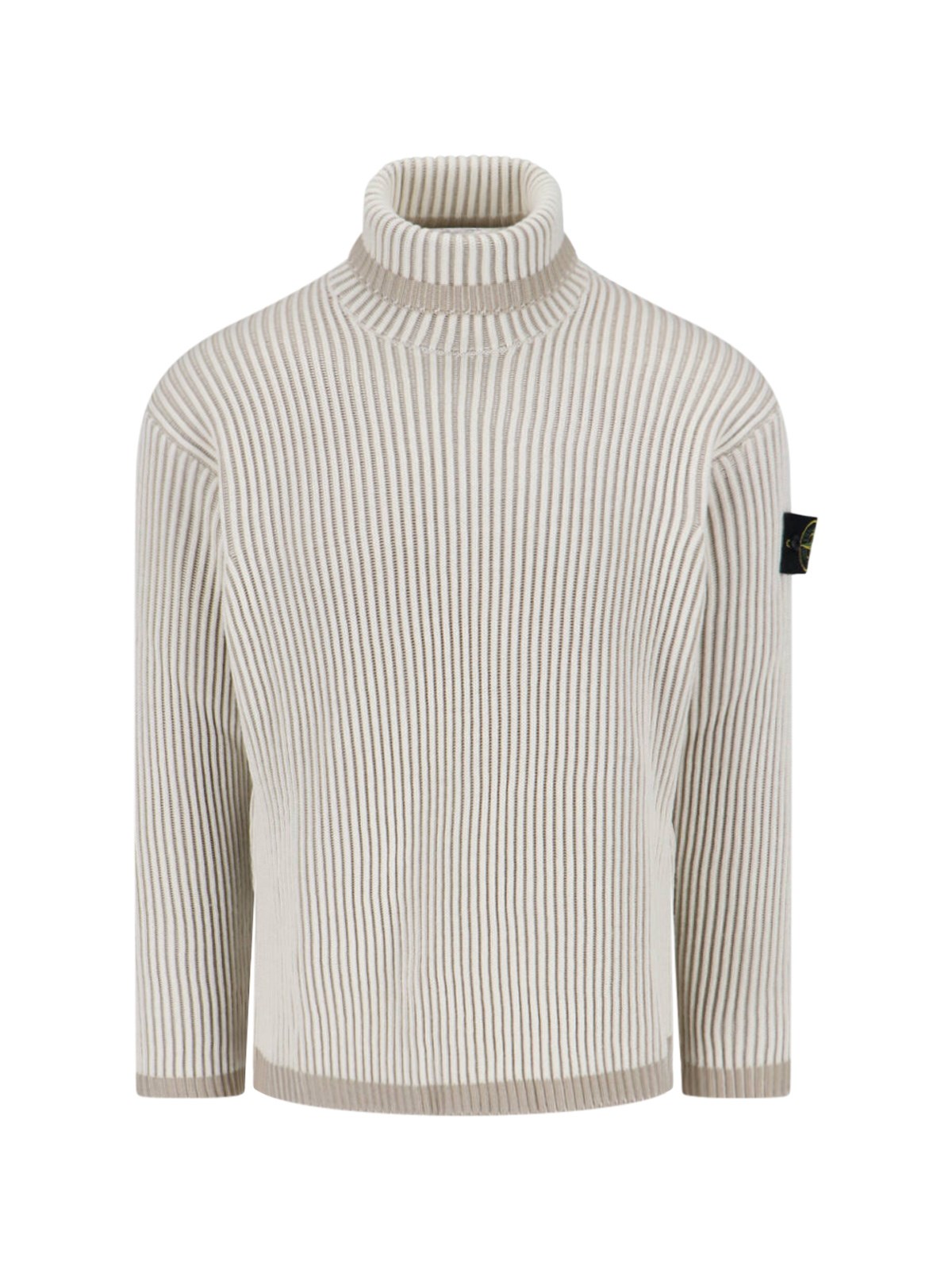 Shop Stone Island Logo Sweater In Beige