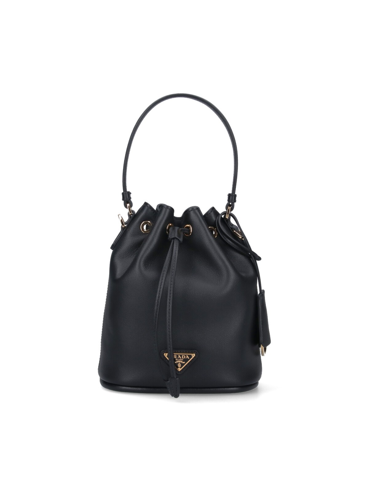 Shop Prada Logo Bucket Bag In Black  