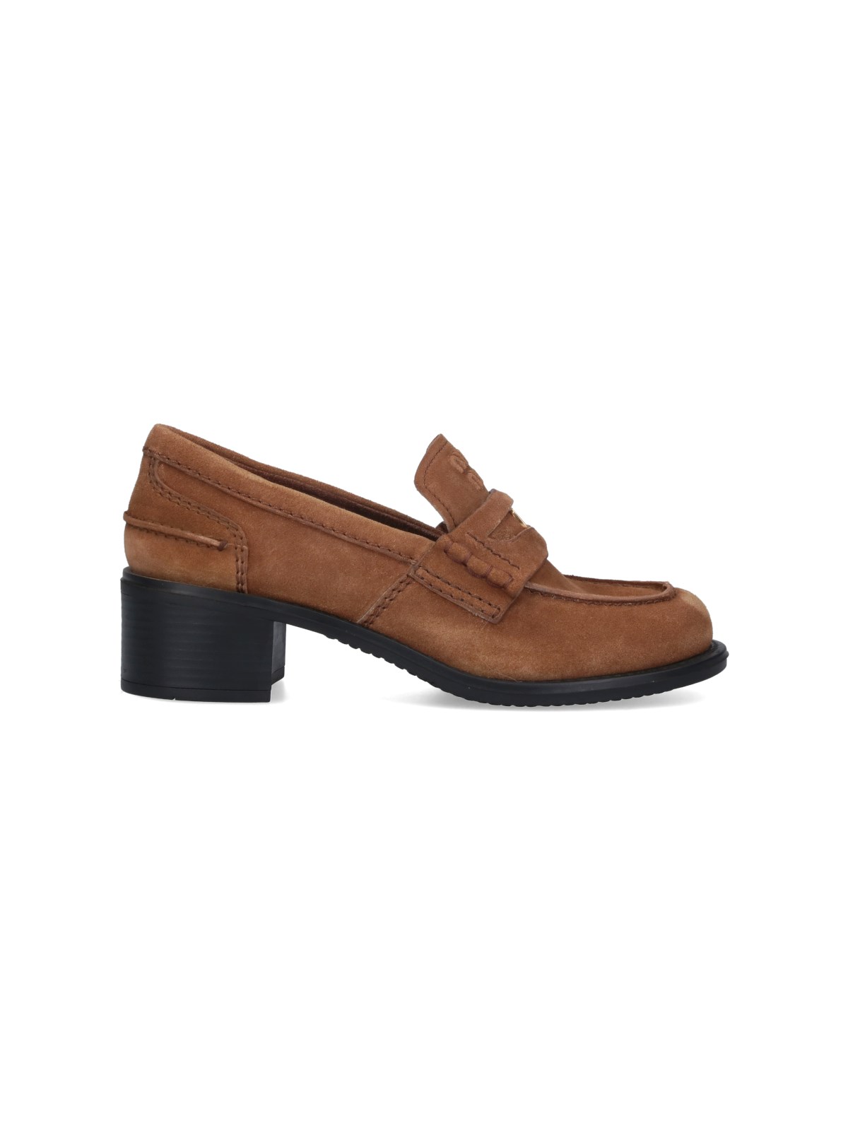 Miu Miu 55mm Block-heel Penny Loafers In Brown
