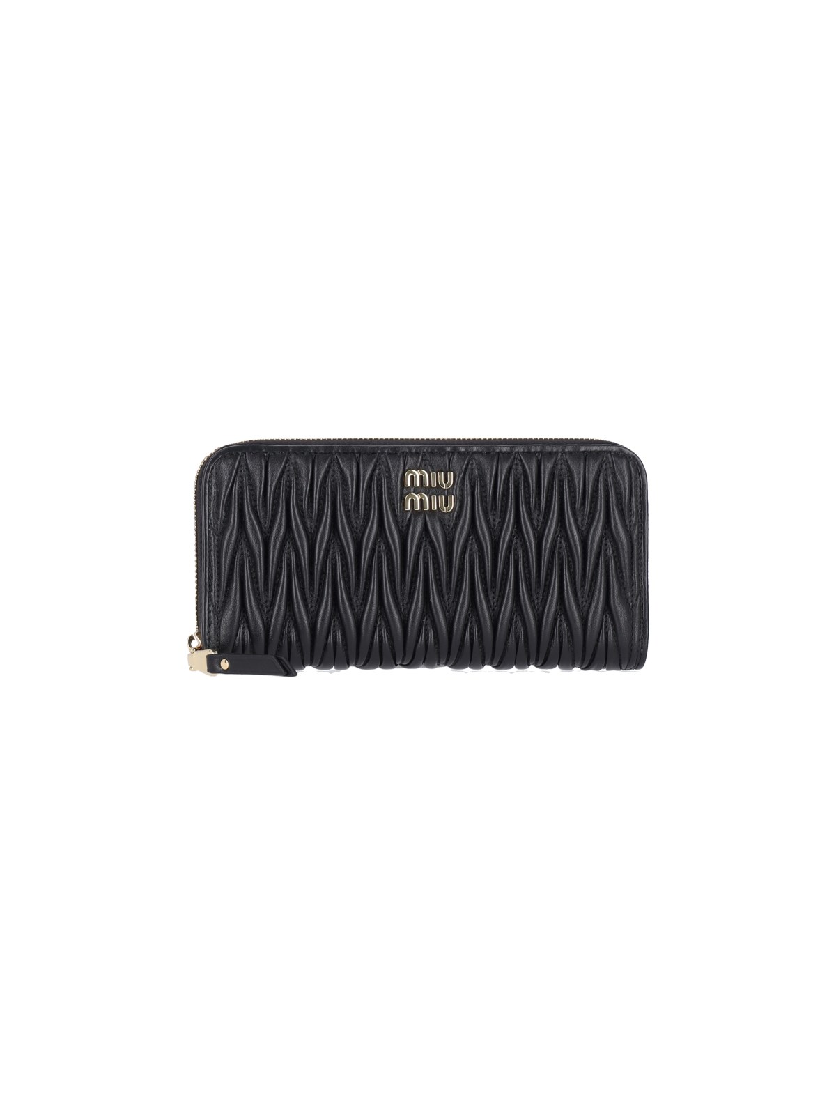 Shop Miu Miu Logo Zip Wallet In Black  