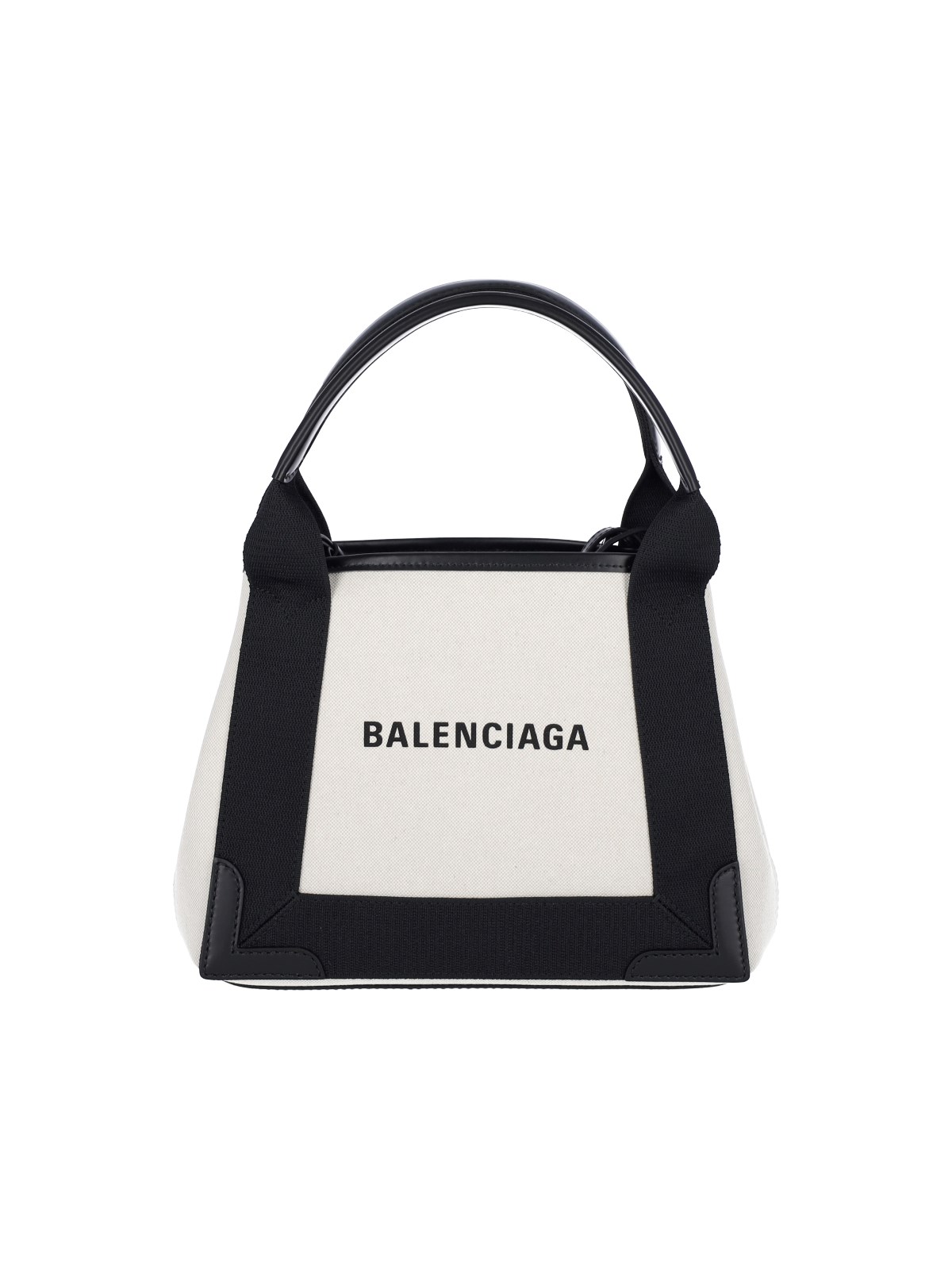 Shop Balenciaga 'navy Cabas Xs' Tote Bag In Cream
