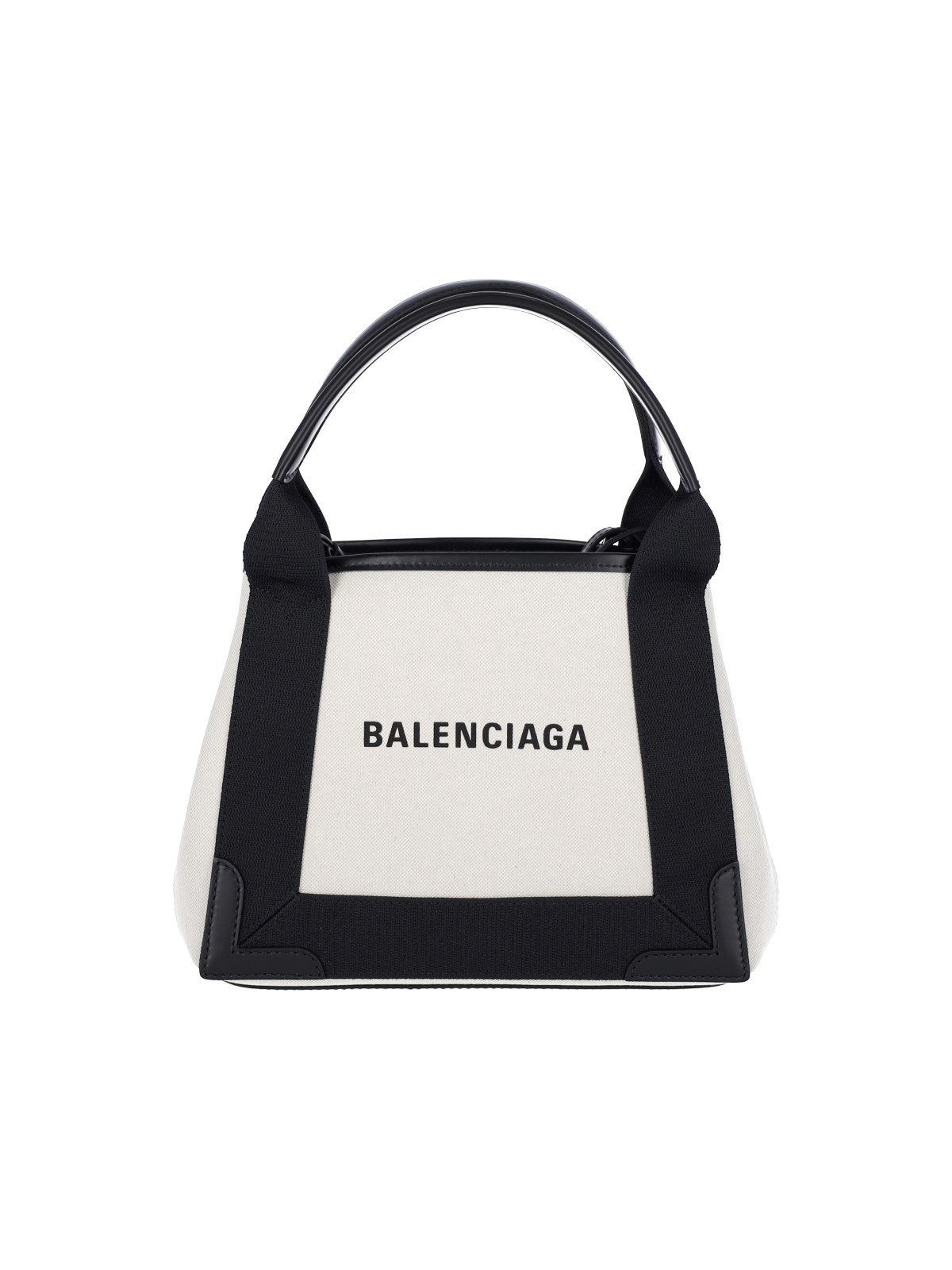 Balenciaga Navy Cabas Xs Organic Cotton Tote Bag In Cream