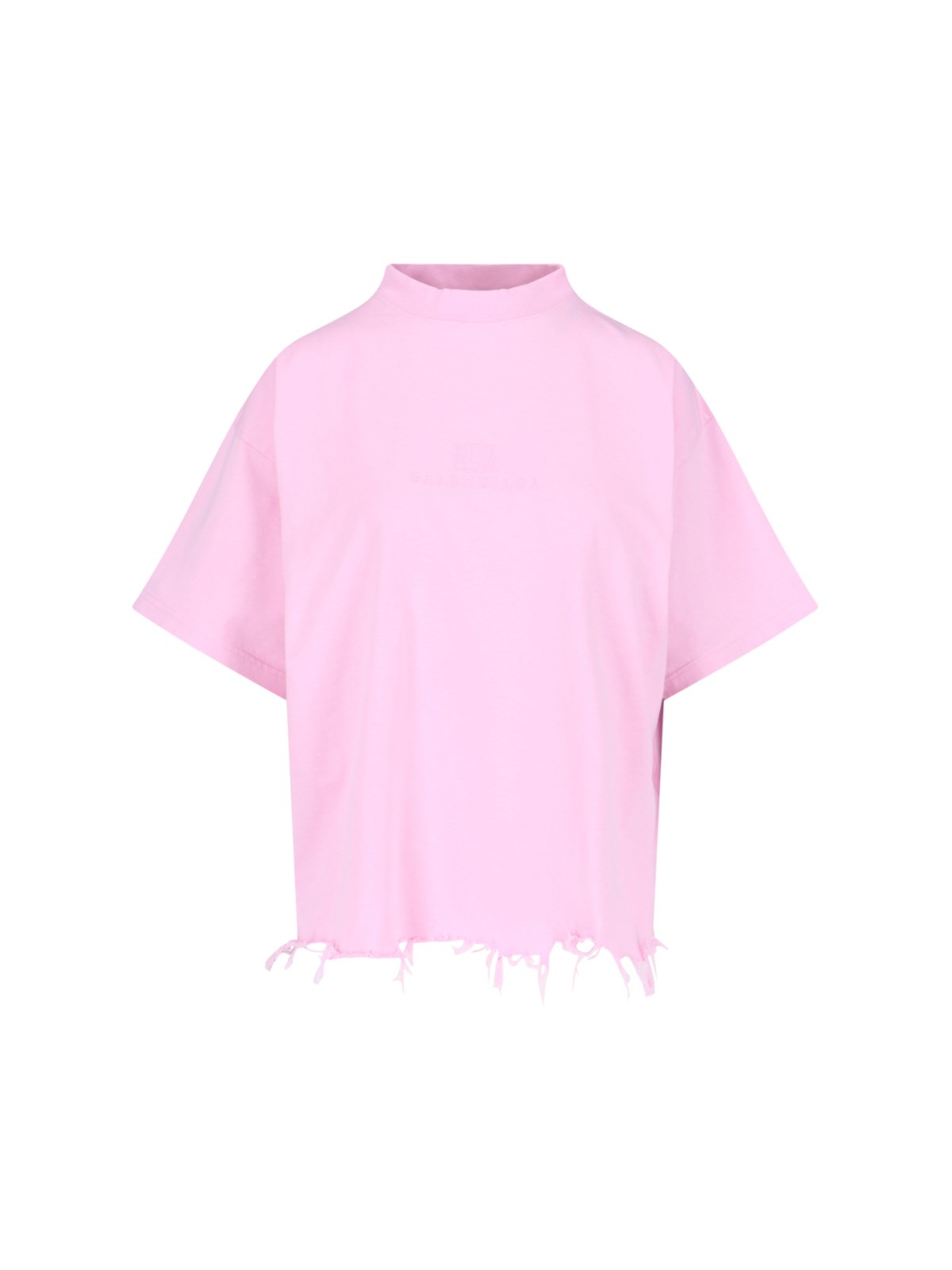 Balenciaga 'bb Classic' Crop T-shirt In Pink