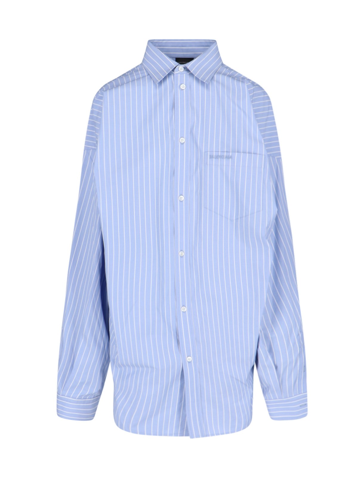 Shop Balenciaga Oversized Deconstructed Shirt In Light Blue