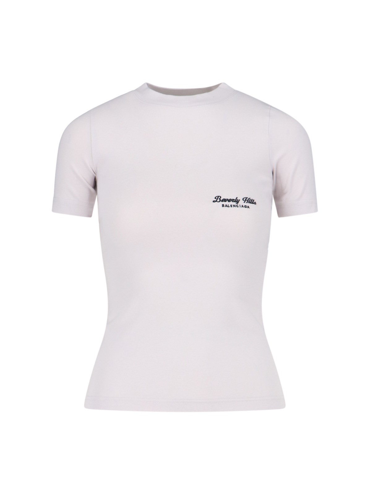 Shop Balenciaga 'beverly Hills' Stretch Jersey T-shirt In White