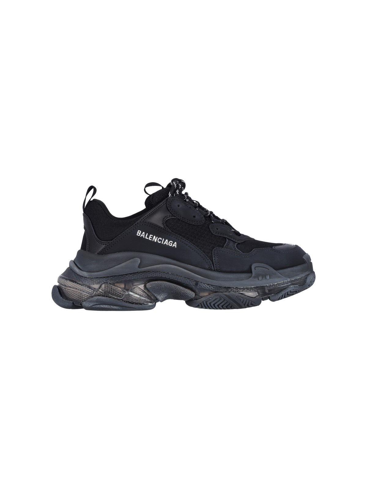 Shop Balenciaga "triple S Clear Sole" Sneakers In Black  