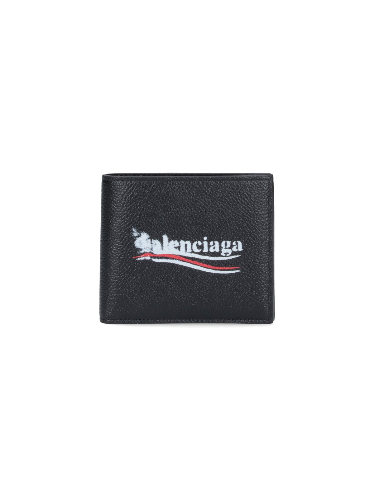 Shop Balenciaga "political Stencil" Bifold Wallet In Black  