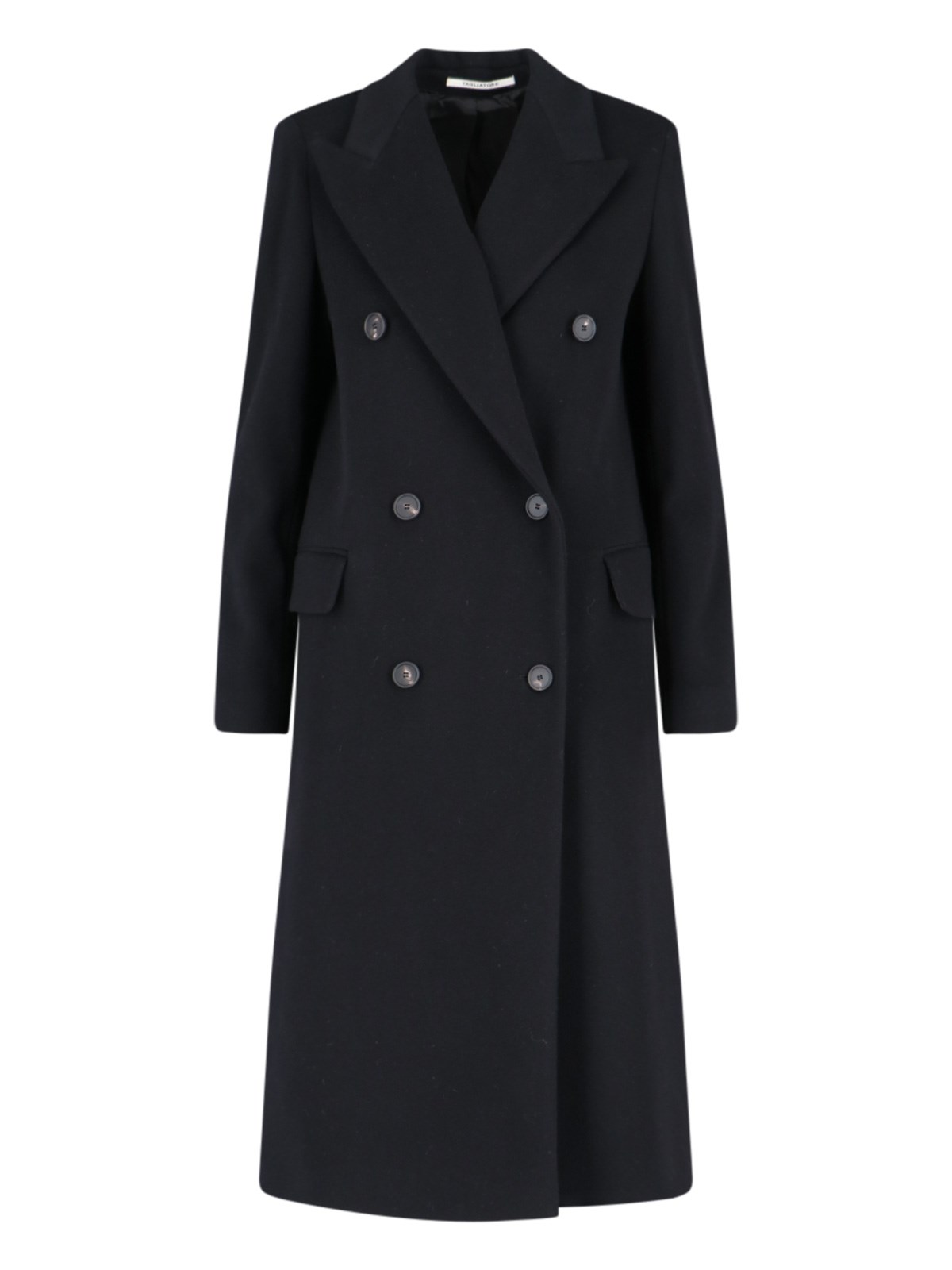 Tagliatore Double-breasted Jacket With Structured Shoulders And Flap Pockets In Black