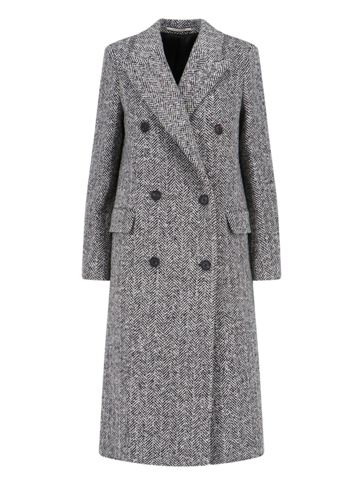 Shop Tagliatore 'jole' Double-breasted Midi Coat In Gray