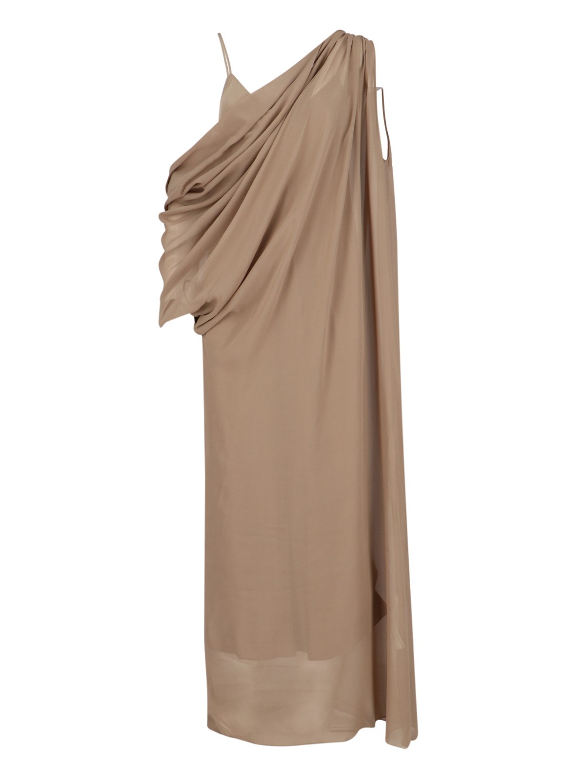 Shop Khaite 'taj' Draped Maxi Dress In Beige