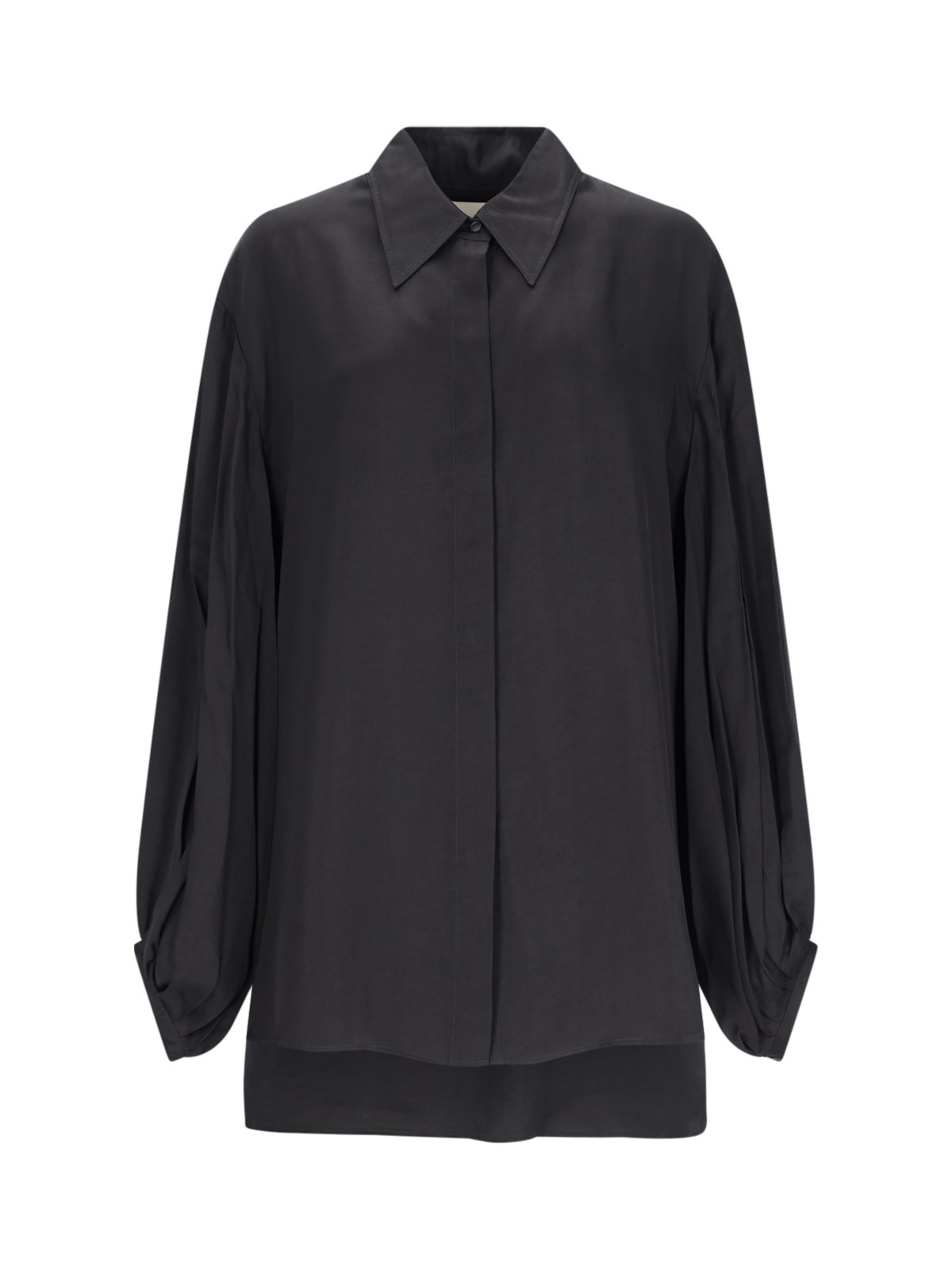 Shop Khaite 'the Bam Top' Pleated Shirt In Black  