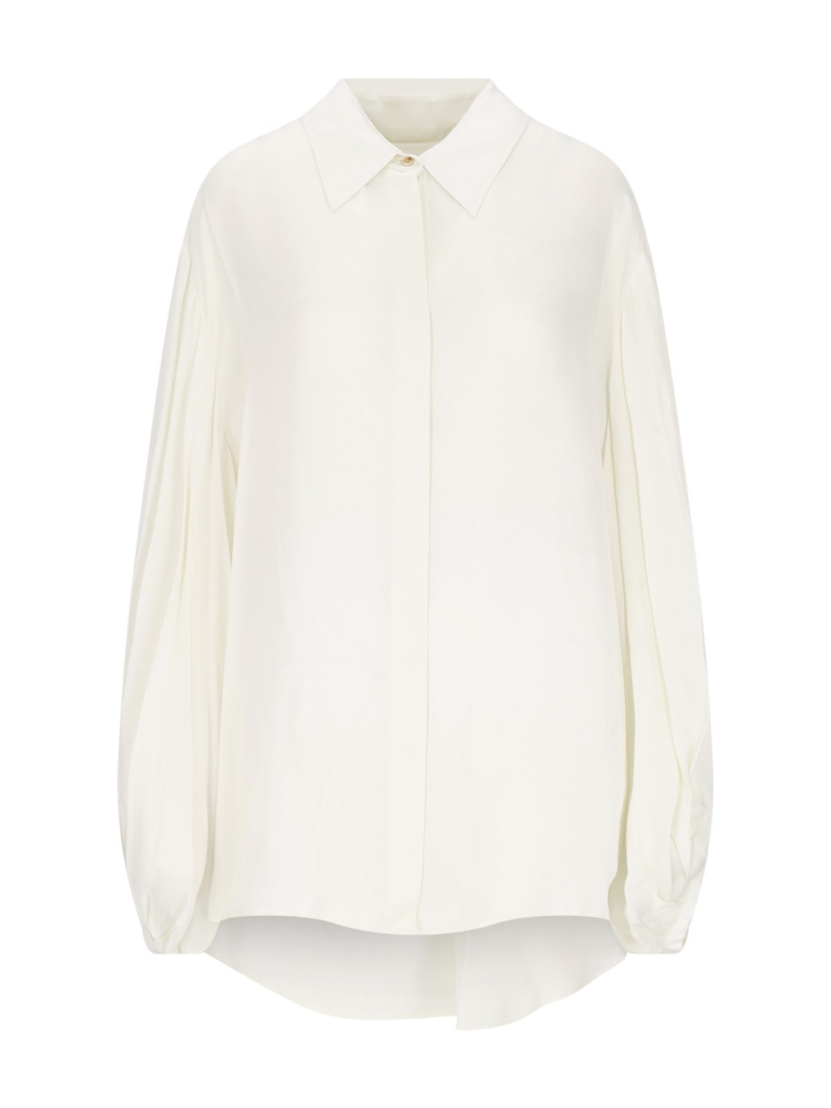 Shop Khaite 'the Bam Top' Pleated Shirt In Cream