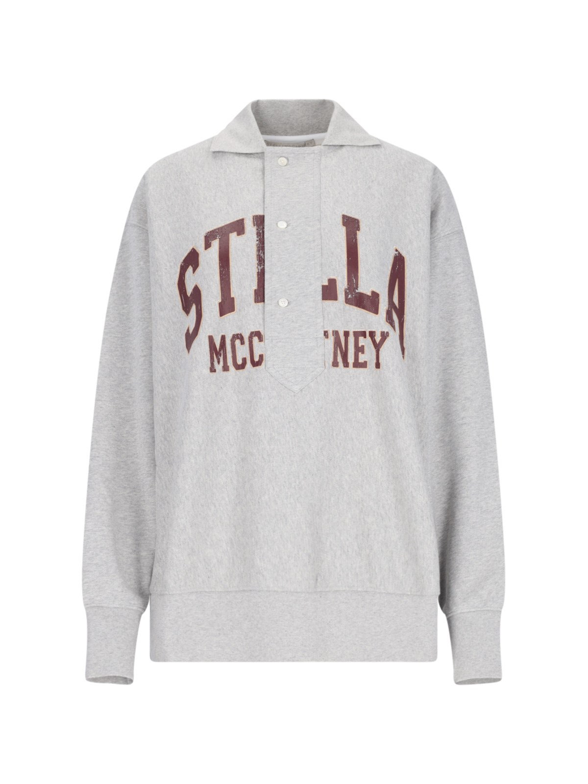 Shop Stella Mccartney "varsity" Polo Sweatshirt In Gray