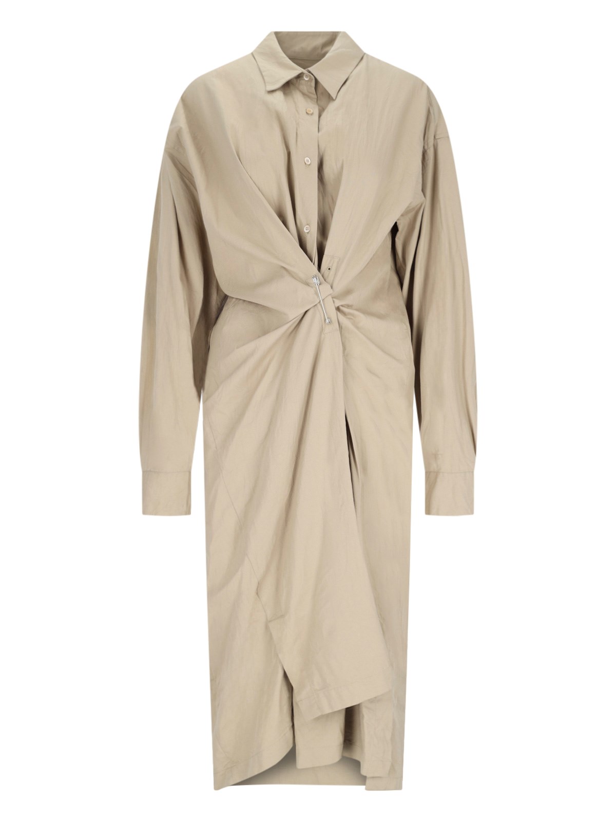 Shop Dries Van Noten Chemisier Midi Dress In Beige