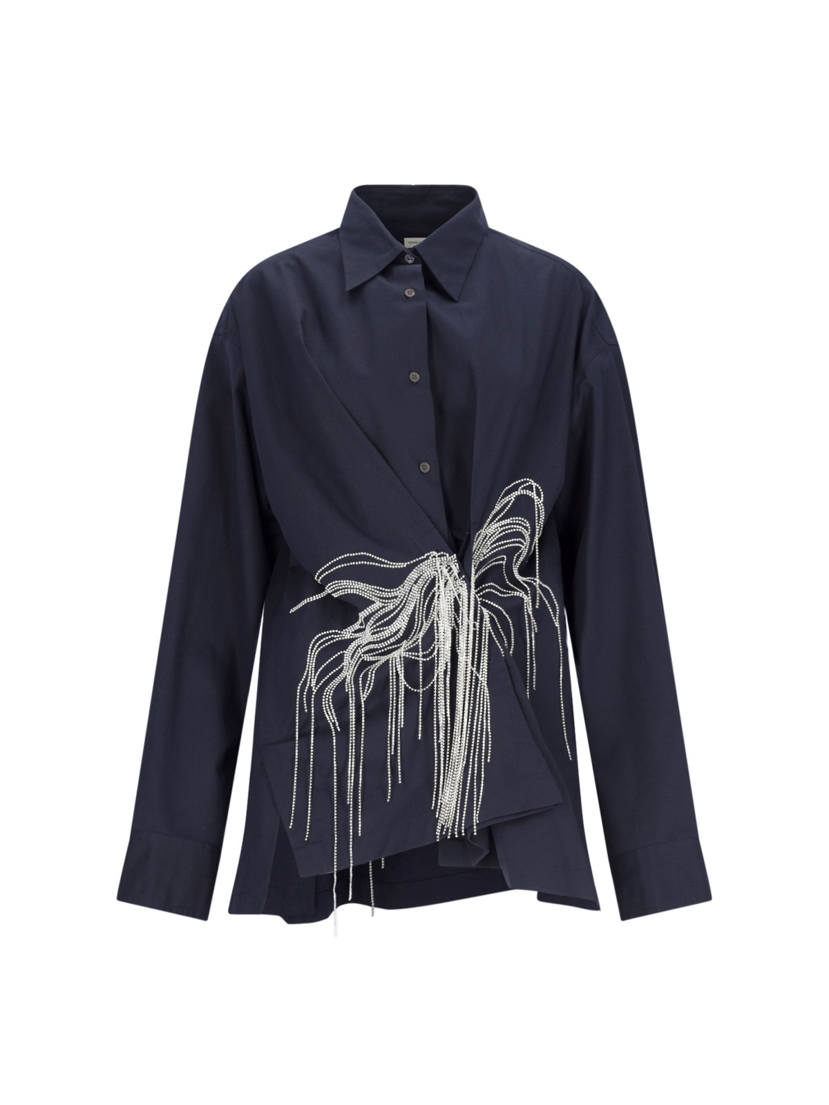 【DRIES VAN NOTEN】花柄刺繍 七分袖トップ Black 送料関税込 代引可】 VAN DRIES NOTEN 花柄シルクシアー ドリスヴァン